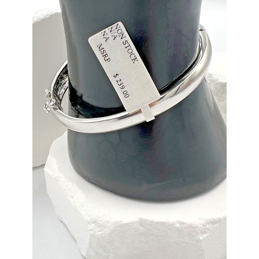 Lauren G Adams Bracelet Silver Toned Purple Enamel & Crystal Hinged Bangle NWT - Picture 7 of 9